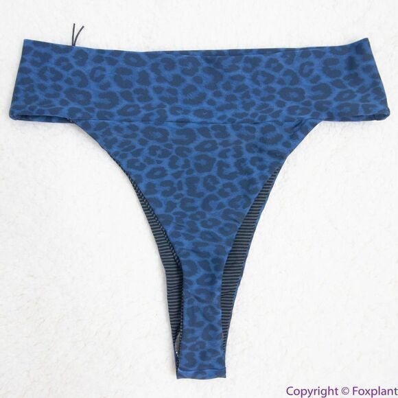 NEW Acacia Mateo bikini bottom leopard animal print blue Amur, S - Picture 9 of 16